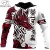 Animal Wolf Tattoo rosso 3D stampato con cappuccio Harajuku moda felpa con cappuccio unisex casual pullover sudadera hombre DW066 201128