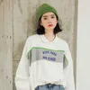Yedinas Brev Kort Hoodies för kvinnor Mode Långärmad O Nevk Hoody Ladies Koreansk Preppy Style Kvinnlig Sweatshirt Höst 210527