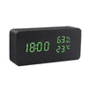 温度と湿度のゲージボイスコントロールスヌーズのデスククロック210804が付いている目覚まし時計LEDデジタル木製USB / AAA電動テーブルウォッチ210804