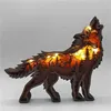 Christmas Decoration Wooden Hollowed Small Wolf LED Light Cute Desktop Ornaments Home Decor Accessories 211108