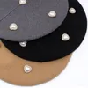 Berets casuais pérolas de lã malha tampas para mulheres senhoras inverno capotas chapéus sólidos cor gorro de acessórios de cabelo eslábricos