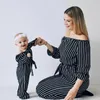 Kvinnors Jumpsuits Rompar Mode Familj Matchande Mamma Barnkläder Striped Långärmad Playsuit Bodysuit Jumpsuit Outfits