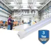 LED Shop Light 8FT Tube Lights 6500K Cold White V Shape Clear Cover Hight Output Linkable Shops Lights for Garage