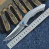 Nieuwe Flipper-vouwmes D2 Satijn Drop Point Blade CNC Roestvrijstalen Handvat Kogellager Folder Messen EDC-gereedschap