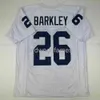 Anpassad Saquon Barkley White College Stitched Football Jersey Lägg till valfritt namnnummer