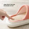 Breathable Cotton Blend Slippers Women Men Indoor Slipper Soft Sole Cartoon Design Lovers Home Floor Shoes Lovers Fashion Slides 210721