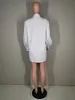 المرأة طويلة الأكمام زر جيوب تصميم بلون قميص اللباس 210702
