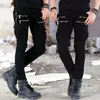 Jeans pour hommes ArmyGreen Retro Skinny Hommes Vêtements Mode Zipper Locomotive Denim Biker JeansMale Hip-hop Pantalon