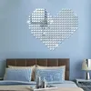 Mirrors 100Pcs 3D Removable Heart Fashion Mirror Sticker Wall DIY Self Adhesive Home Room Art Background Decor Decoration