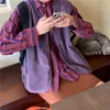 女性のツーリングベストジャケット秋のレトロな紫色のコーデュロイのアウターウェアウィストコート女性ルーズ韓国語バージョン210526