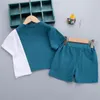 Children's Clothing Sets Summer Hot Baby Boy Sports Suit Short-Sleeved T Shirt + Shorts Cotton Kids Clothes Star X0802