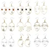 Dangle Lustre Mode Percé Visage Boucles D'oreilles Personnalité Exagérée Fille Métal Silhouette Étudiant Quotidien Bijoux Cadeau