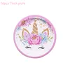 65pcs ragazza festa di compleanno rosa unicorno piatto di carta tazza tovagliolo set di stoviglie usa e getta baby shower 1 ° compleanno forniture per feste 201006