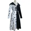 Cruella Cosplay Costume Black White Dress Fits Halloween Carnival Suit250k
