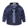Mudkingdom Boy Chemises avec cravate Étoiles mignonnes Imprimer Chemise à manches longues pour garçons Tops Enfants Vêtements Enfants Formel 210713