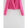 Nlzgmsj za vrouwen bijgesneden blazer vrouw lange mouw kantoor dame blazers jas mode enkele knop Ourerwear top 07 211019