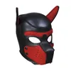 Niewolnik wyściełany lateks gumowy okapy dla psa BDSM PUP Cosplayerotyczna maska ​​kostiumów dla seksualnych towarów dla par flirtujących Y7919365