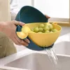 Fruit Double Drain Storage Basket Rice Washing Colander Baskets Kitchen Strainer Noodles Vegetables Drain Basket Tools 210626