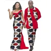 Vestidos africanos para mujer Bazin Riche, conjuntos de camisa y pantalón para hombre, ropa para parejas amantes, vestido largo estampado, ropa africana WYQ139