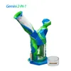 Waxmaid Wholesale Hookah Gemini 2-i-1 Kit Silikonglas Bong Bubbler Nectar Collector Rökvattenrör Free Ship från CA Warehouse