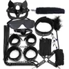 NXY Sm bondage Blacak Wolf Exotic Sex Products For Adults Games Bed Bondage Set BDSM Kits Handcuffs Whip Gag Tail Plug Women Couples Toys 1126