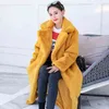 Winter Coat Women Faux Rabbit Hair Fur Korean Imitation Mink Long Jacket Loose Thick Warm Parka 211220