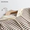 BIAORUINA Femmes Preppy Style Stripes Sweat à capuche Femme Casual All-Match Loose Sweats à capuche Mode Patchwork Pulls T200407