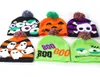 LED Halloween Pumpkin Hat with Ball Beanie Knitted Hats Party Adult Children's cap Decoration Gift XDJ031
