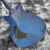 Rare Smith Dragon 2000 #30, dessus en érable à flamme bleue, cordier enroulé autour de la guitare électrique, incrustation d'offres d'ormeau, matériel doré