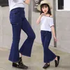 Moda Dziewczyny Denim Bell-Bottoms Dżinsy Solidne Odzież dziecięca Wiosna Letnie Spodnie Dzieci Vintage 4 5 7 9 11 13 Letnia 211102