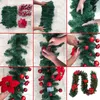 2,7m Julkrans med LED Light Christmas Garland Wreath Window Door Wall Ornament Dekorationer Hem Halloween Ornament 211104