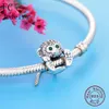 FC Jewelry Fit Original Brand Charm Bracelet 925 Silver Little Monkey Blue Green Zircon Eye Bead Pave Reflexion Berloque 2020 Q0531