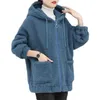 Pelúcia grossa quente falso cordeiro casaco de lã mulheres outono inverno plus size solto solteiro outerwear senhoras zíper cardigan hoodie 211220
