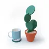 Wykodierki DIY Kaktus Coaster Zestaw 6 sztuk z flowerpot uchwytu do napojów Nowość Prezent na biuro domowe Decor 210706