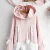 Hoodie dames schattige konijn streetwear lange mouw hoodie mooie vrouwelijke konijn hoody sweatshirts losse maat mooie lj201103