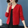 Spring Women Knitted Cardigan Sweater Casual Single Breasted Coat Female Thin Knitted Jacket Elegant Pink Yellow 211117