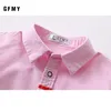 GFMY Frühling 100 % Oxford-Textil-Baumwolle, dick, volle Ärmel, bestickte Buchstaben, einfarbig, Schwarz, Blau, Jungen, weiße Hemden 210306