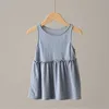 Été enfants bébé filles solide coton lin fête tenue décontractée vêtements o-cou couleur unie robe vêtements LZ671 Q0716