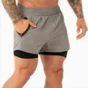 Men 2 in 1 Summer Sports Shorts Pants Running Fitness Gym Workout Pockets Bottom H1210