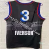 2021 NCAA Basquete Rotro Jerseys Mens Juventude Kids Allen 3 Iverson Jersey Costurada Azul Vermelho Vermelho Branco Preto