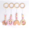 Decorative Figurines 4 Pieces/set Wooden Baby Rattle Toys Gym Play Rack Hanging Decor Ornaments Kids Room Pendant Decoration Gifts