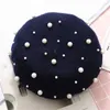 Baskenmütze, Winter, verstellbar, Perlen-Vintage-Malermütze, Baskenmütze, warme Wolle, französische Künstlermütze