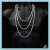 Pendant Necklaces & Pendants Jewelry Hip Hop 5A Cz Tennis Chain Necklace Plated Gold Sier Punk 5Mm Zircon Paved Long For Women Boy Friend Wh