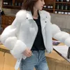 Fashion Design Plush Fur Coat Female Long Sleeve Motorcycle Short Slim Fur Coat