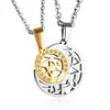 Sterling Silver Moon Necklace Fashion Classic Stainless Steel Disc Pendent Necklaces for Couple