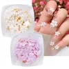 Cinq pétales de fleurs ont changé de couleur autocollants pour ongles 3D perles mélangées florales blanches breloques boule de pierres précieuses décalcomanies pour ongles