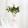 Decorative Flowers Wreaths Artificial Red Rose Living Room Home Decoration Accessories Thanksgiving Wedding Diy Bouquet Silk1368477