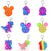 newest octopus dinosaur bear push pop bubble keychain poo-its fidget Toys Decompression Toy key chain Anti Stress Anxiety Relief Bubbles Board keyring