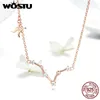 WOSTU 12 Konstellation 925 Silber Sterling Rose Gold Halsketten Anhänger Halsband Für Frauen Lange Kette Schmuck Geschenk FNN017