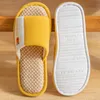 Slippers Breathable Cartoon Home Women Men Summer Cool Eva Linen Slides Soft Bottom Non-slip Indoor